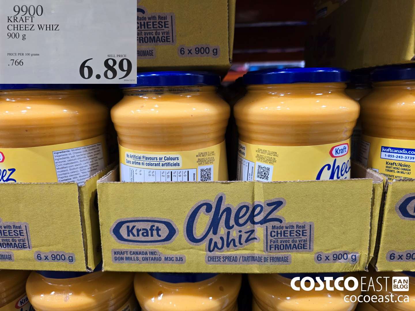9900 KRAFT CHEEZ WHIZ 900 G $6.89