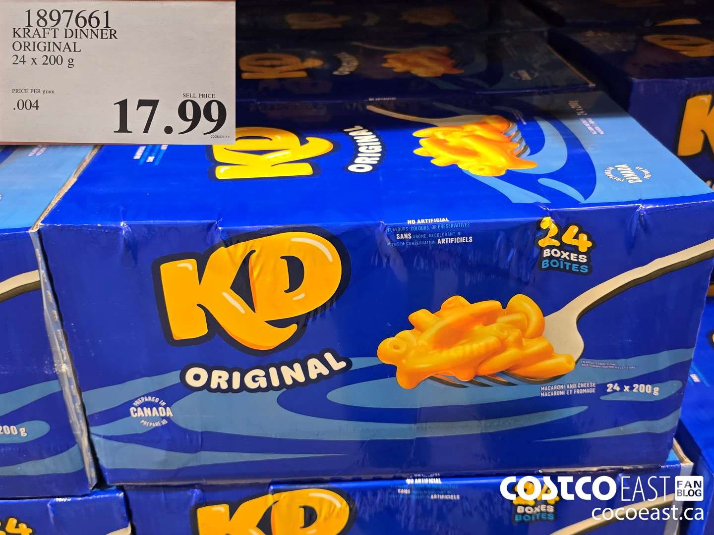 1897661 KRAFT DINNER ORIGINAL 24 x 200 g $17.99