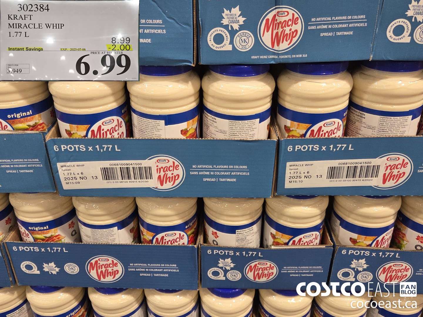 302384 KRAFT MIRACLE WHIP 1.77 L ($2.00 INSTANT SAVINGS EXPIRES ON 2025-07-06) $6.99