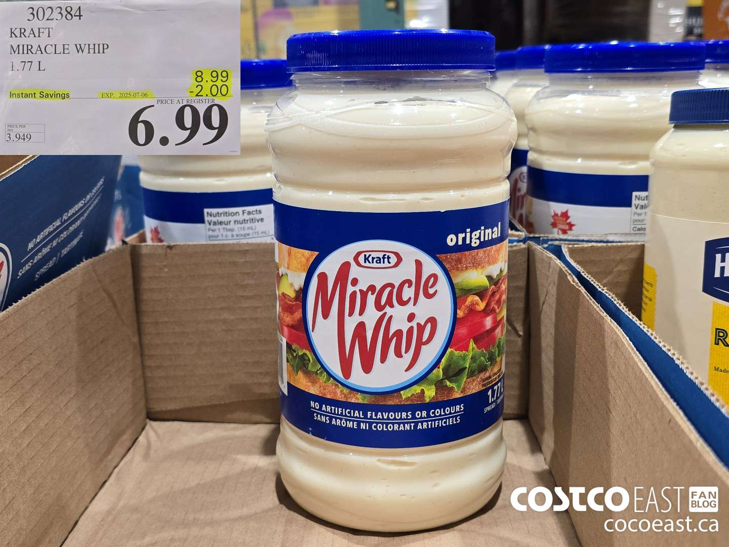 302384 KRAFT MIRACLE WHIP 1.77 L ($2.00 INSTANT SAVINGS EXPIRES ON 2025-07-06) $6.99