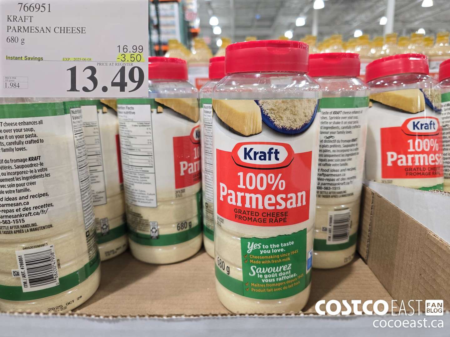 766951 KRAFT PARMESAN CHEESE 680 G ($3.50 INSTANT SAVINGS EXPIRES ON 2025-06-08) $13.49