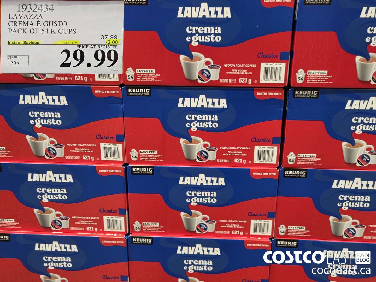 1932434 LAVAZZA CREMA EGUSTO PACK OF 54 K-CUPS ($8.00 INSTANT SAVINGS EXPIRES ON 2025-06-29) $29.99