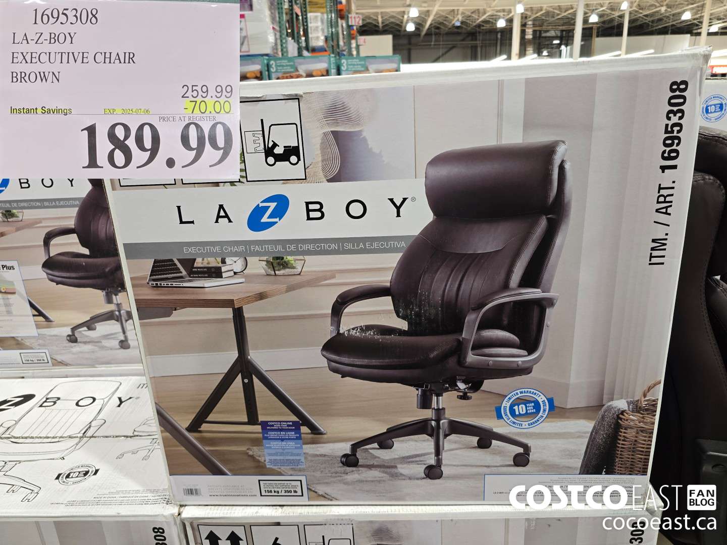 1695308 LA-Z-BOY EXECUTIVE CHAIR BROWN ($70.00 INSTANT SAVINGS EXPIRES ON 2025-07-06) $189.99