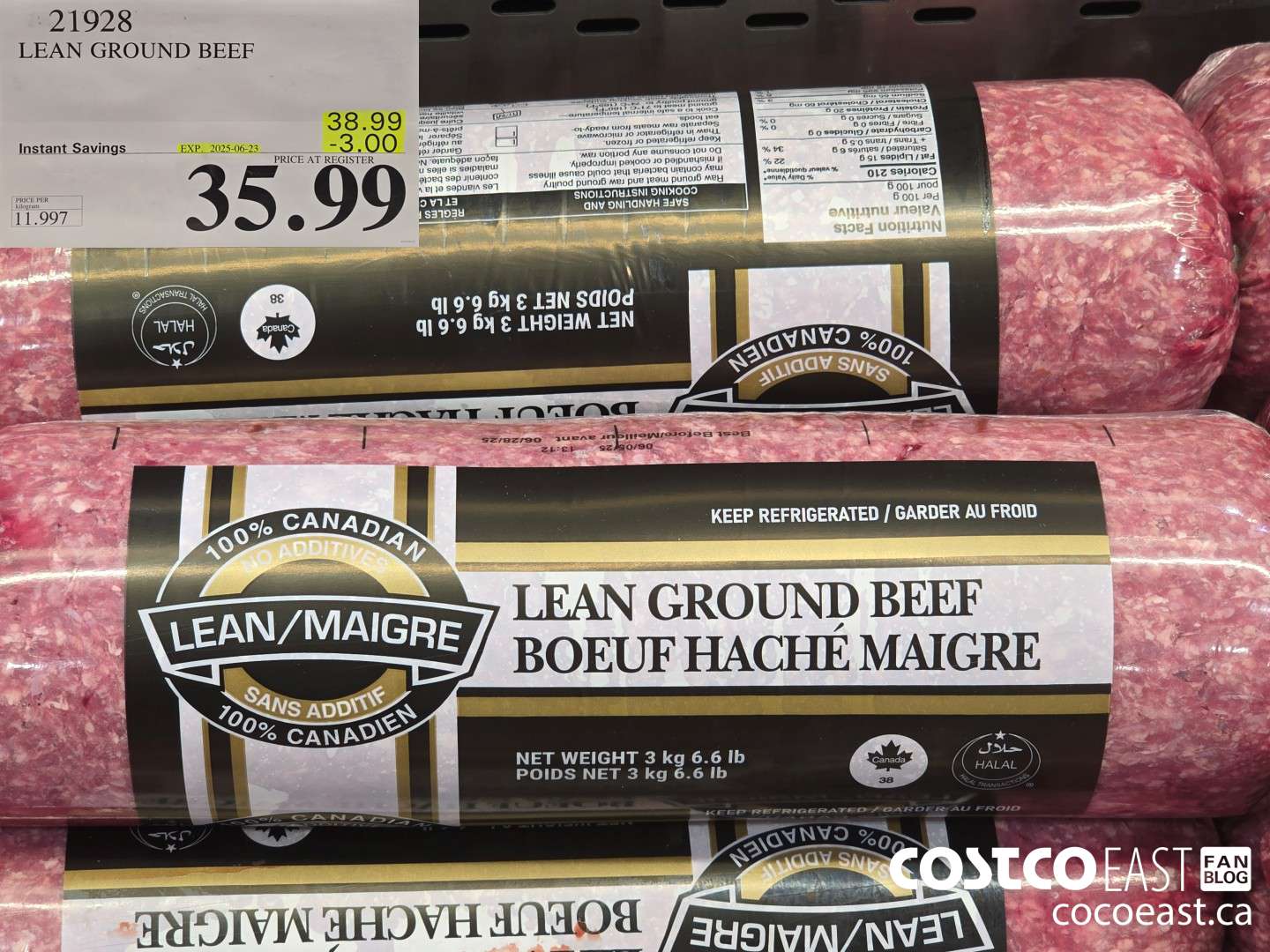 21928 LEAN GROUND BEEF ($3.00 INSTANT SAVINGS EXPIRES ON 2025-06-23) $35.99