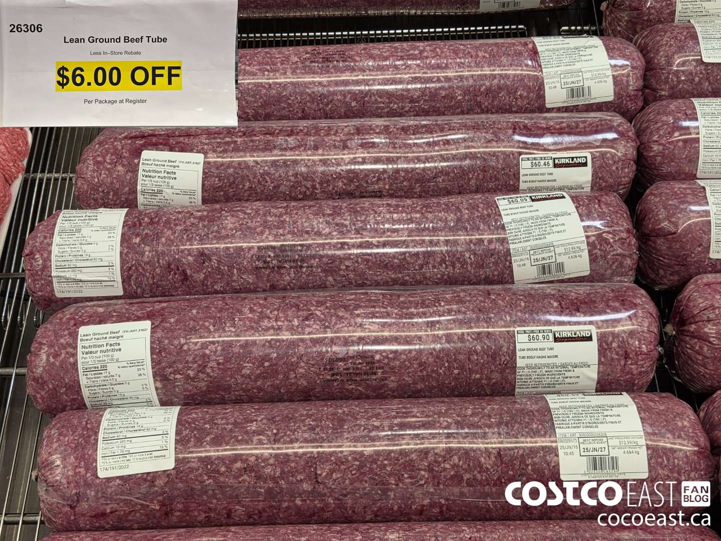 26306 LEAN GROUND BEEF TUBE ($6.00 INSTANT SAVINGS)