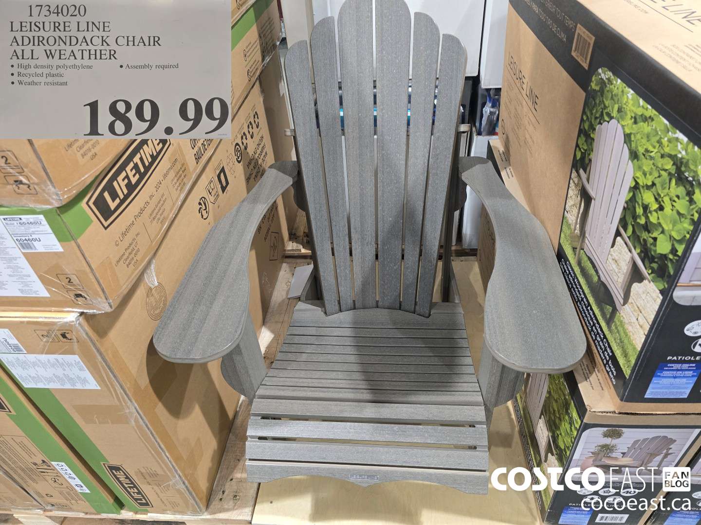 1734020 LEASURE LINE ADIRONDACK CHAIR ALL WEATHER $189.99