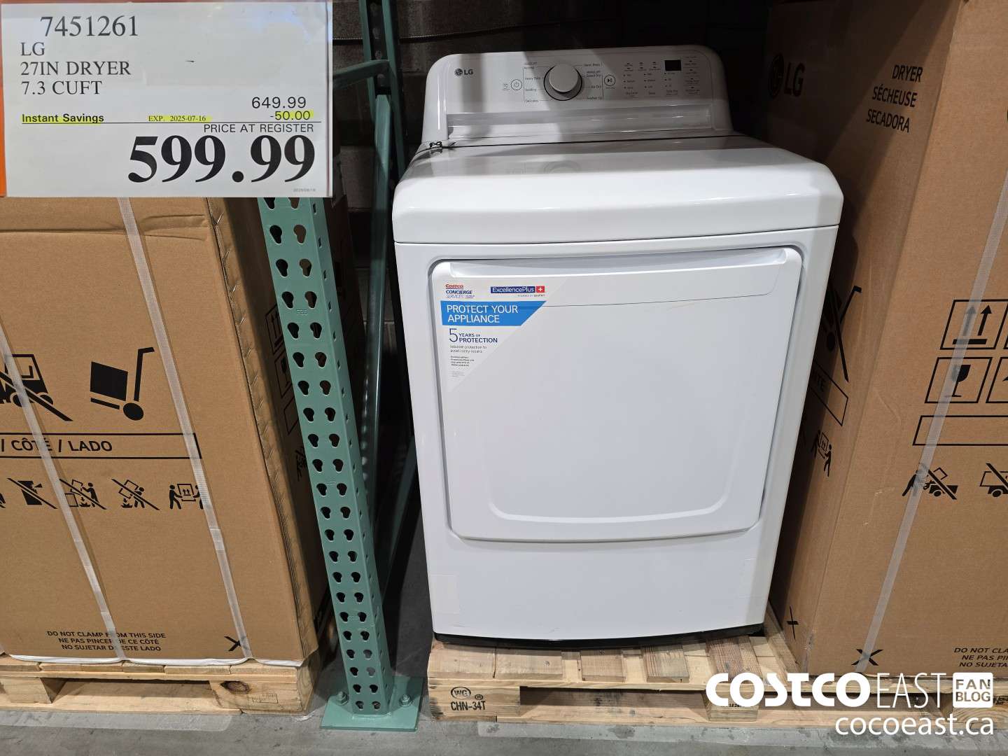 7451261 LG 27IN DRYER 7.3 CUFT ($50.00 INSTANT SAVINGS EXPIRES ON 2025-07-16) $599.99