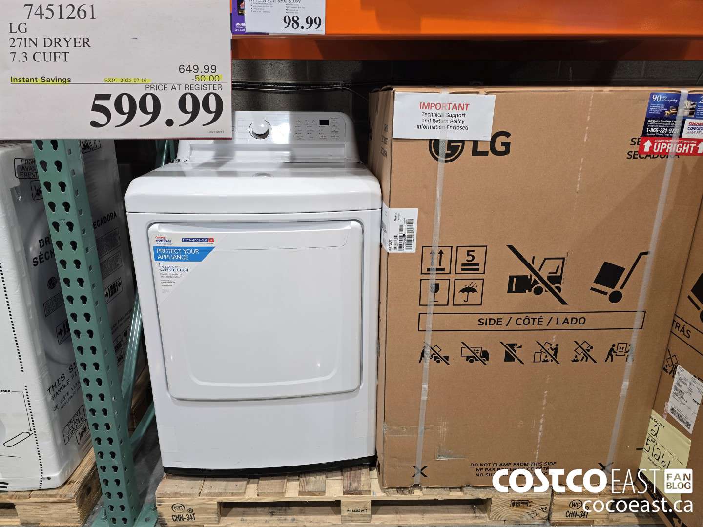 7451261 LG 27IN DRYER 7.3 CUFT ($50.00 INSTANT SAVINGS EXPIRES ON 2025-07-16) $599.99