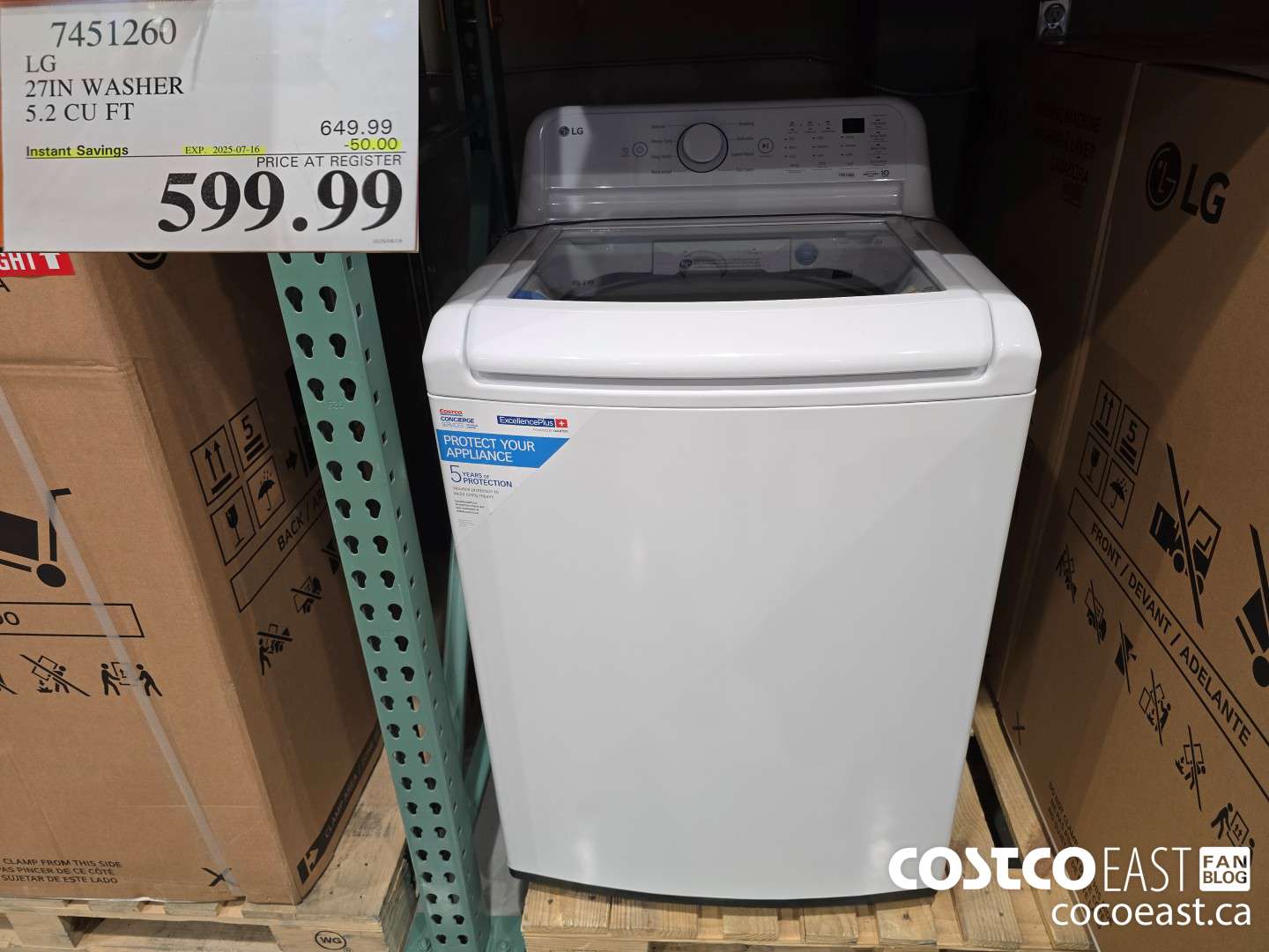 7451260 LG 27IN WASHER 5.2 CUFT ($50.00 INSTANT SAVINGS EXPIRES ON 2025-07-16) $599.99