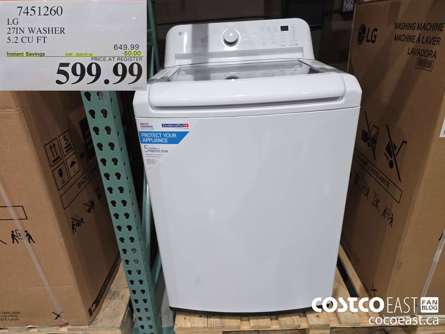 7451260 LG 27IN WASHER 5.2 CUFT ($50.00 INSTANT SAVINGS EXPIRES ON 2025-07-16) $599.99