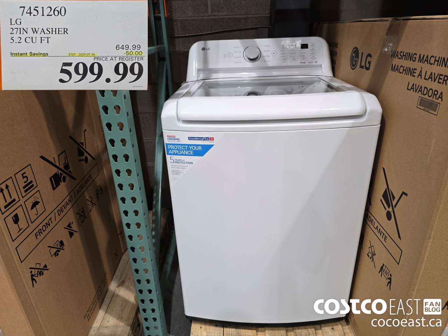 7451260 LG 27IN WASHER 5.2 CUFT ($50.00 INSTANT SAVINGS EXPIRES ON 2025-07-16) $599.99