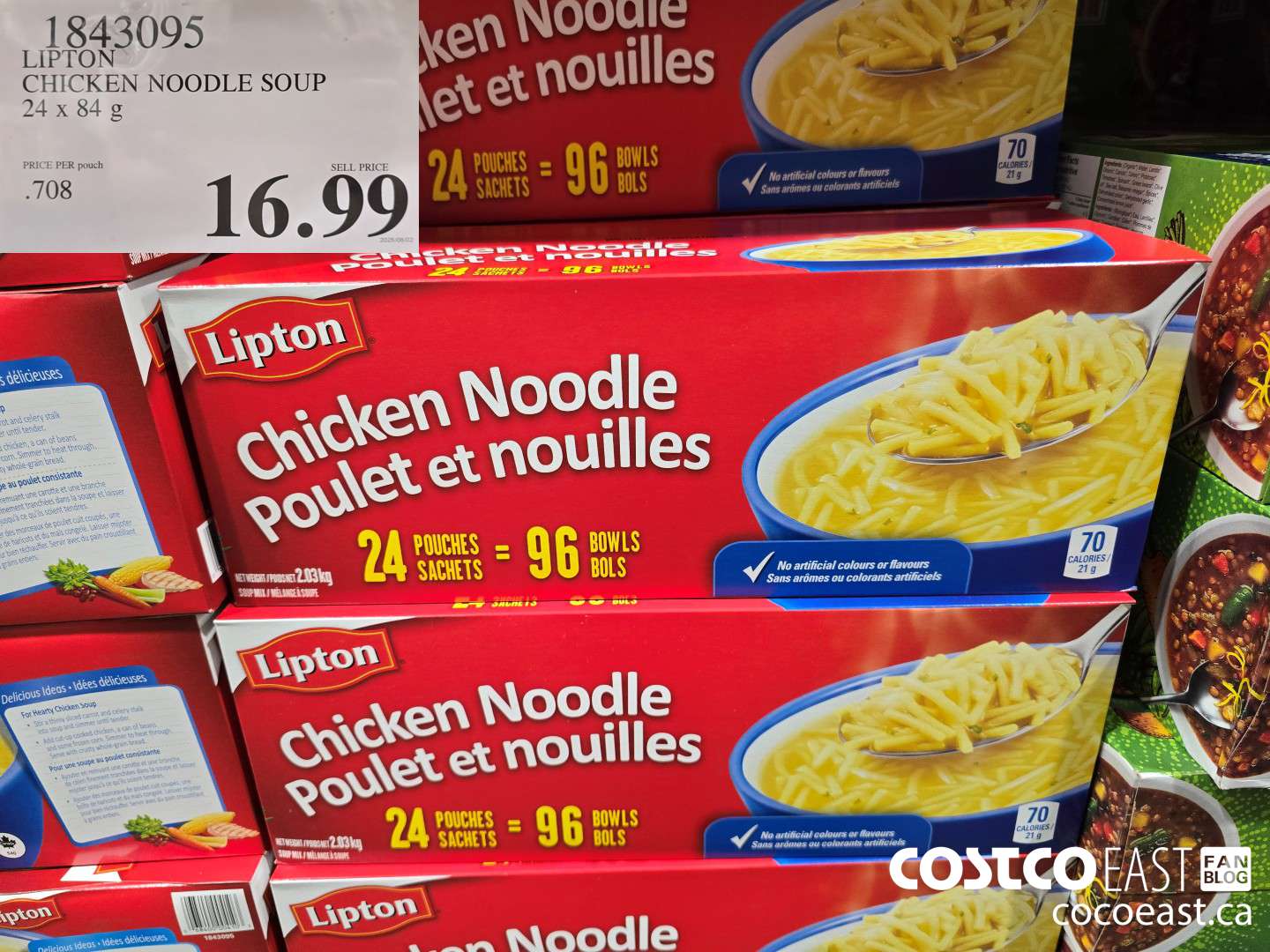 1843095 LIPTON CHICKEN NOODLE SOUP 24 x 84g $16.99