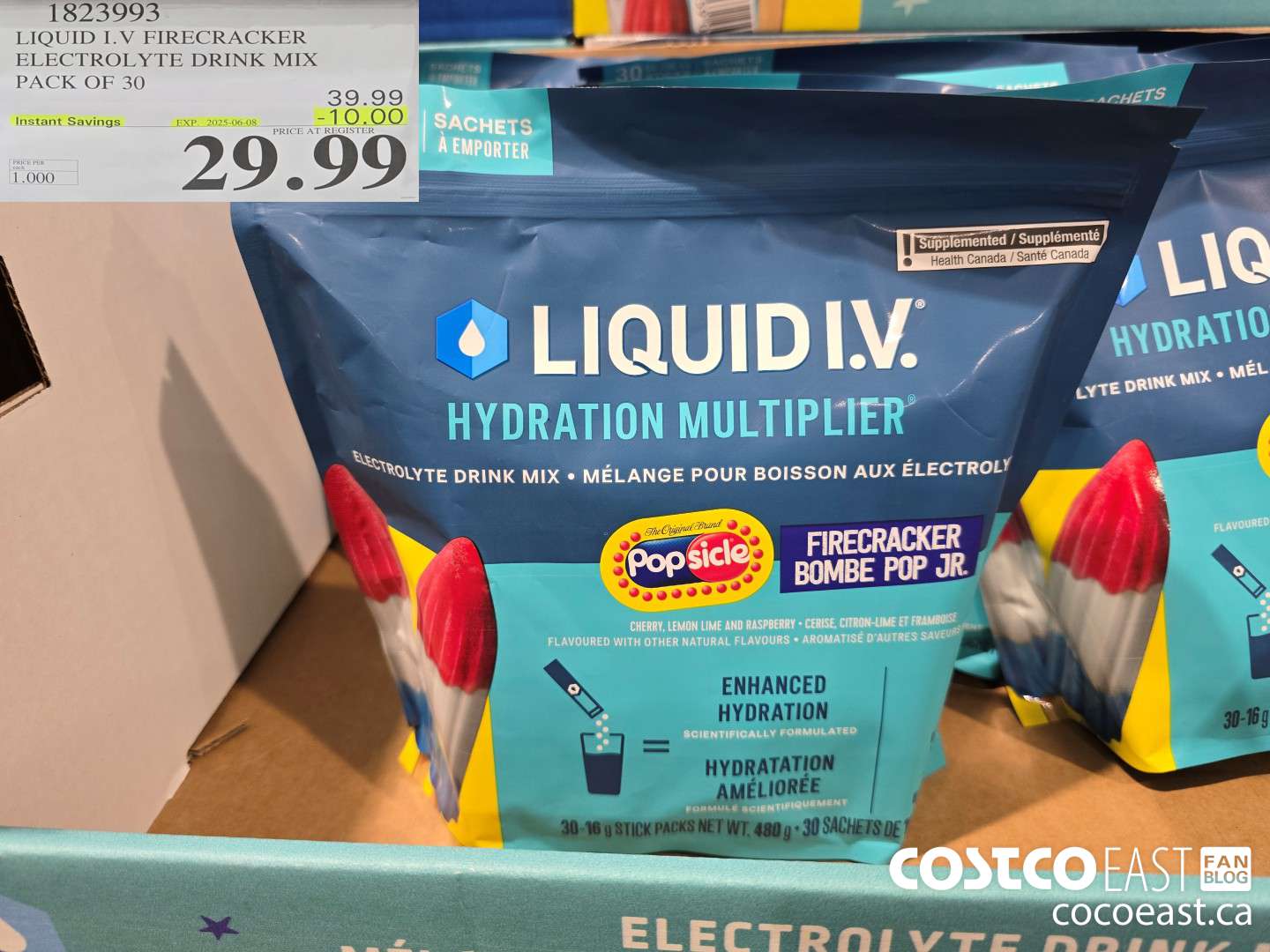 1823993 LIQUID I.V FIRECRACKER ELECTROLYTE DRINK MIX PACK OF 30 ($10.00 INSTANT SAVINGS EXPIRES ON 2025-06-08) $29.99
