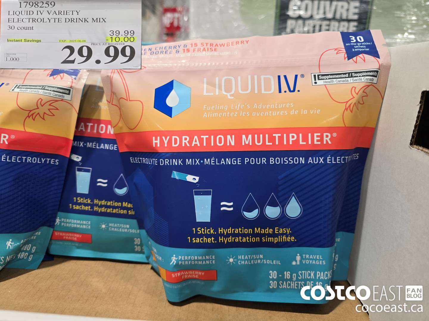 1798259 LIQUID IV VARIETY ELECTROLYTE DRINK MIX 30 count ($10.00 INSTANT SAVINGS EXPIRES ON 2025-06-08) $29.99