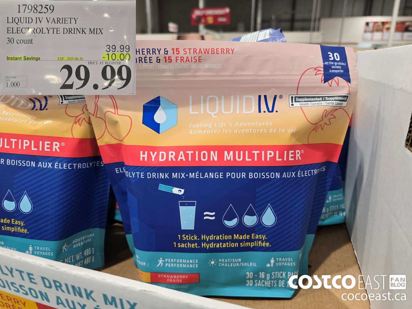 1798259 LIQUID IV VARIETY ELECTROLYTE DRINK MIX 30 count ($10.00 INSTANT SAVINGS EXPIRES ON 2025-06-30) $29.99