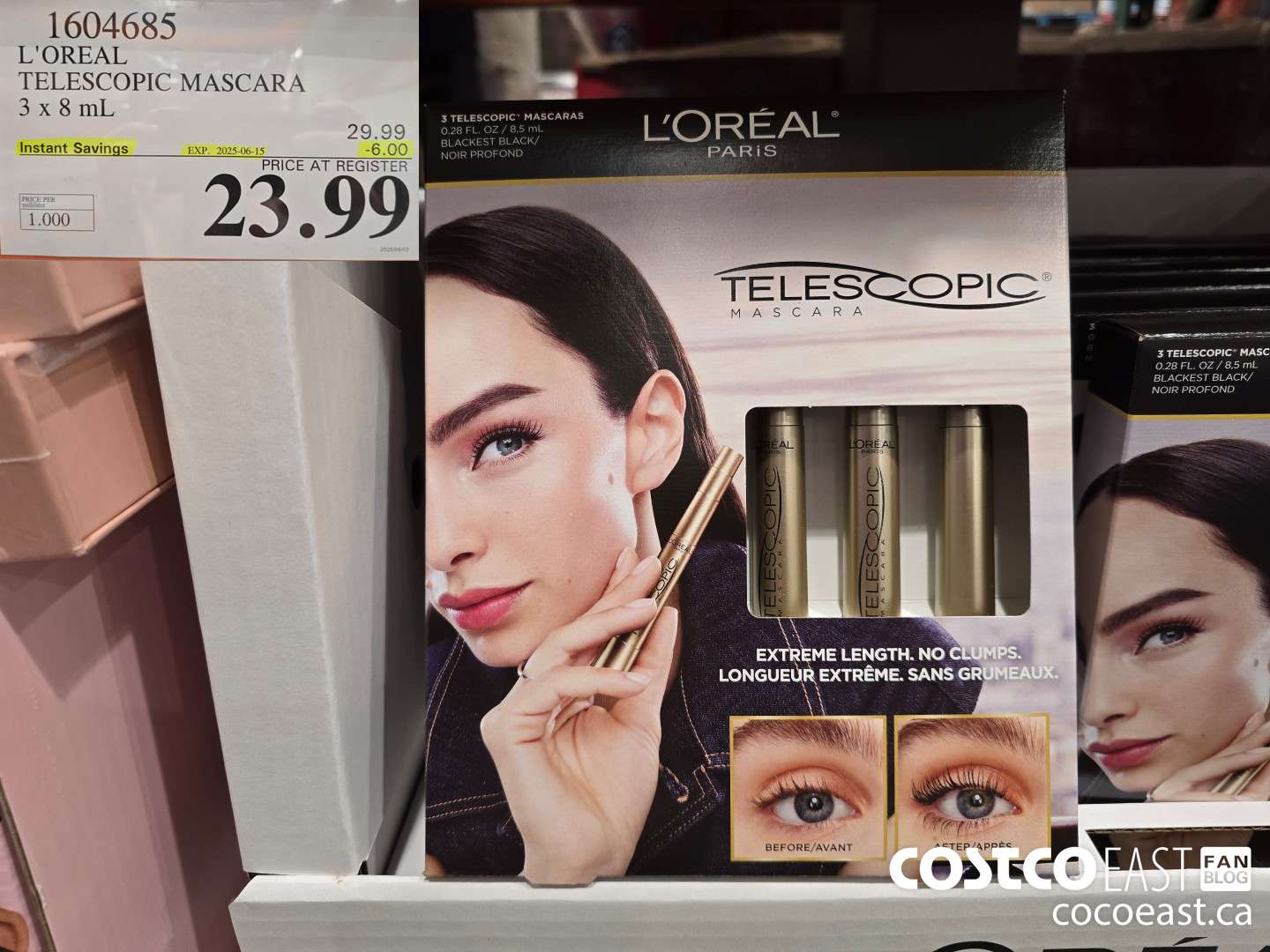 1604685 L'OREAL TELESCOPIC MASCARA 3 x 8 mL ($6.00 INSTANT SAVINGS EXPIRES ON 2025-06-15) $23.99