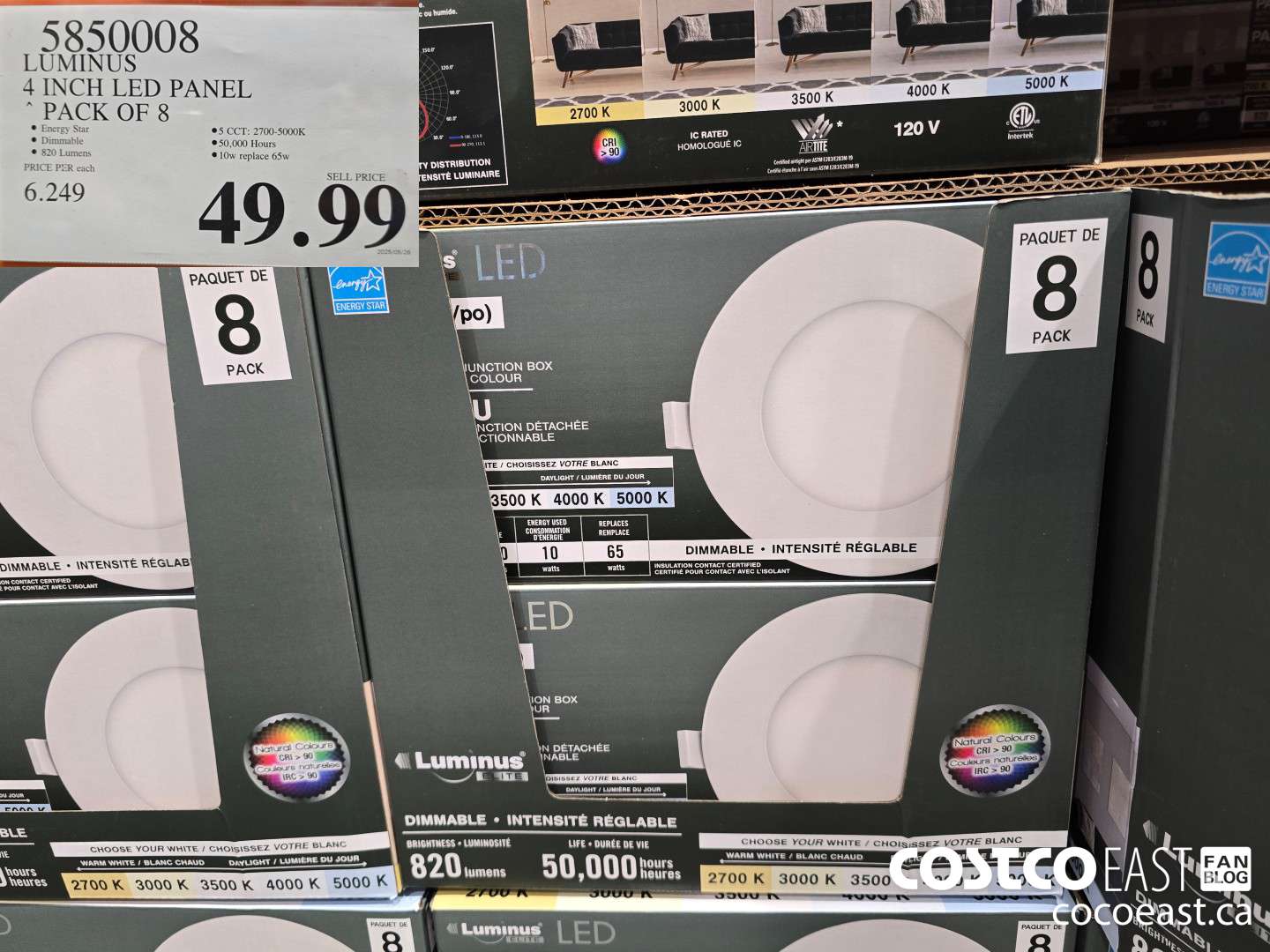 5850008 LUMINUS 4 INCH LED PANEL PACK OF 8 $49.99