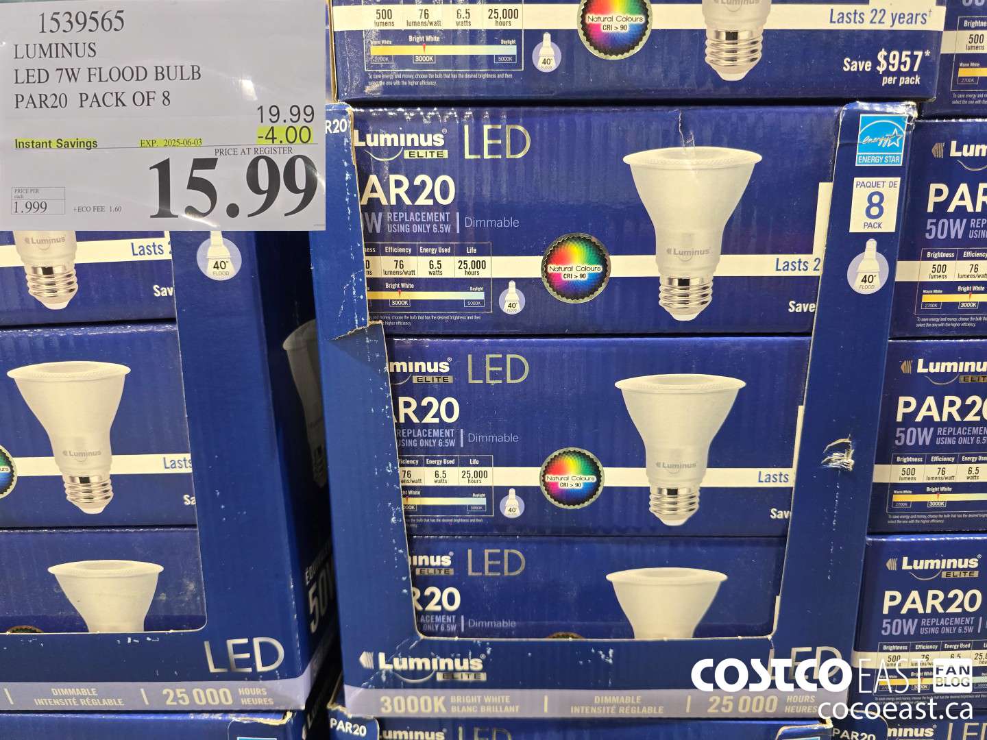 1539565 LUMINUS LED 7W FLOOD BULB PAR20 PACK OF 8 ($4.00 INSTANT SAVINGS EXPIRES ON 2025-06-03) $15.99