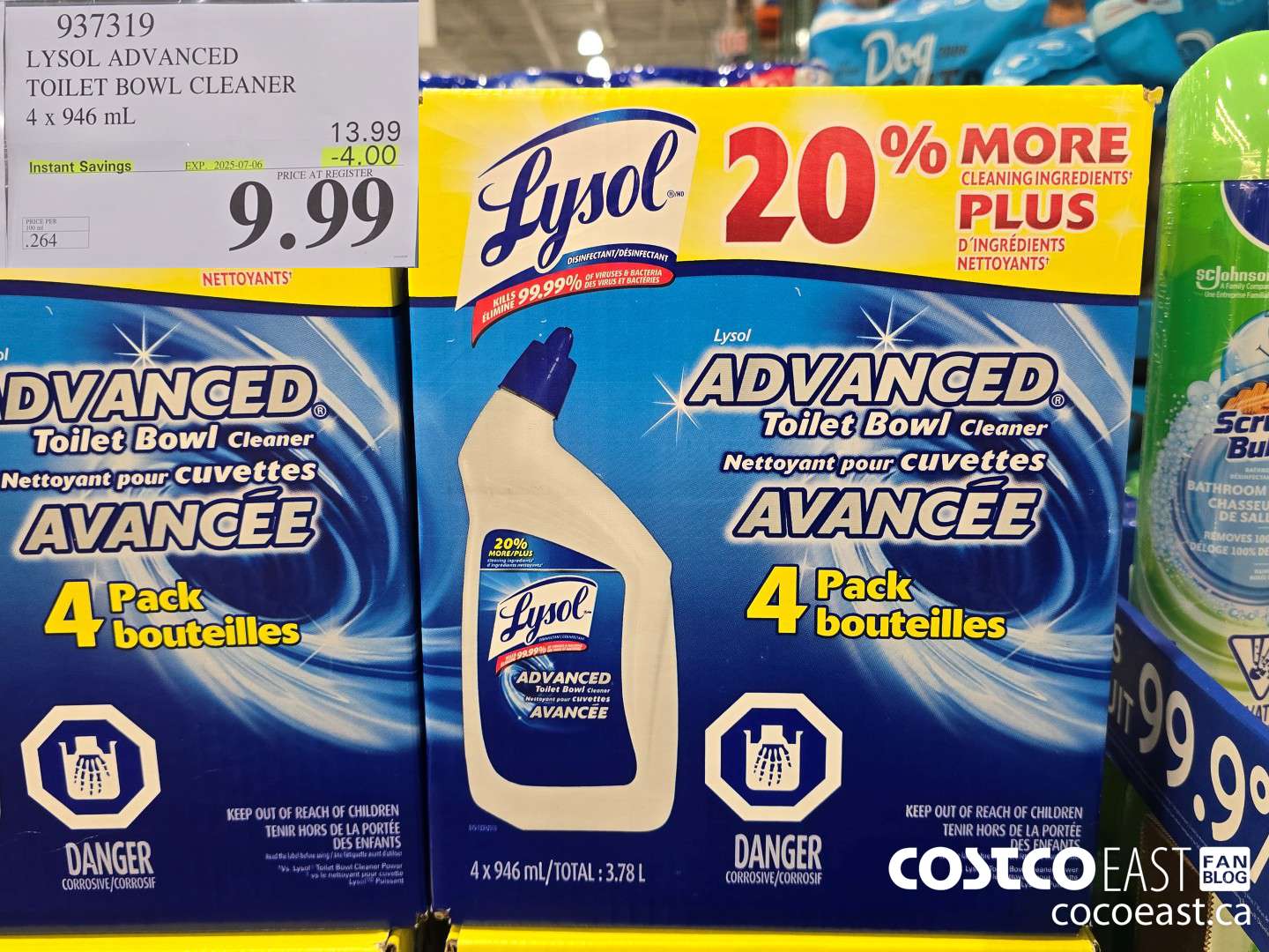 937319 LYSOL ADVANCED TOILET BOWL CLEANER 4 X 946 ML ($4.00 INSTANT SAVINGS EXPIRES ON 2025-07-06) $9.99