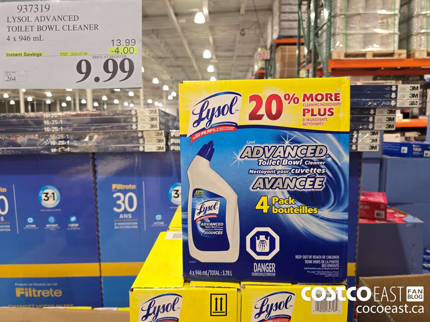 937319 LYSOL ADVANCED TOILET BOWL CLEANER 4 X 946 ML ($4.00 INSTANT SAVINGS EXPIRES ON 2025-07-06) $9.99