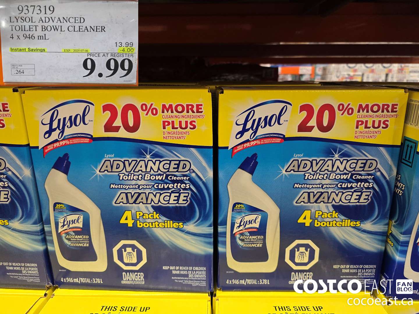 937319 LYSOL ADVANCED TOILET BOWL CLEANER 4 X 946 ML ($4.00 INSTANT SAVINGS EXPIRES ON 2025-07-06) $9.99