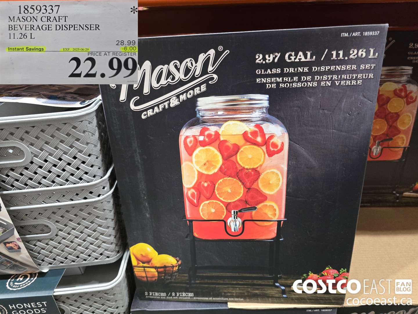 1859337 MASON CRAFT BEVERAGE DISPENSER 11.26 L ($6.00 INSTANT SAVINGS EXPIRES ON 2025-06-29) $22.99