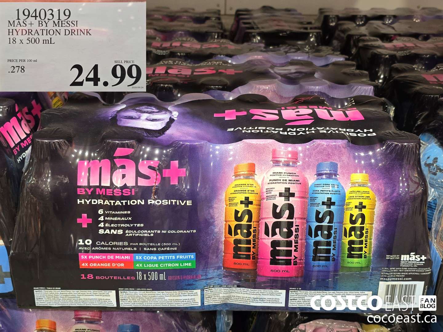 1940319 MAS+ BY MESSI HYDRATION DRINK 18 x 500 mL $24.99