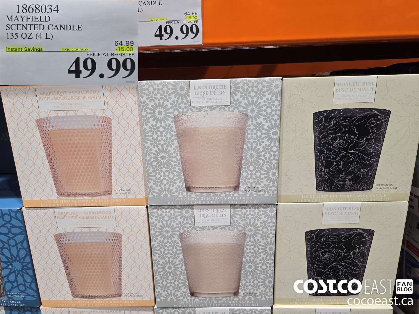 1868034 MAYFIELD SCENTED CANDLE 135 OZ (4L) ($15.00 INSTANT SAVINGS EXPIRES ON 2025-06-29) $49.99