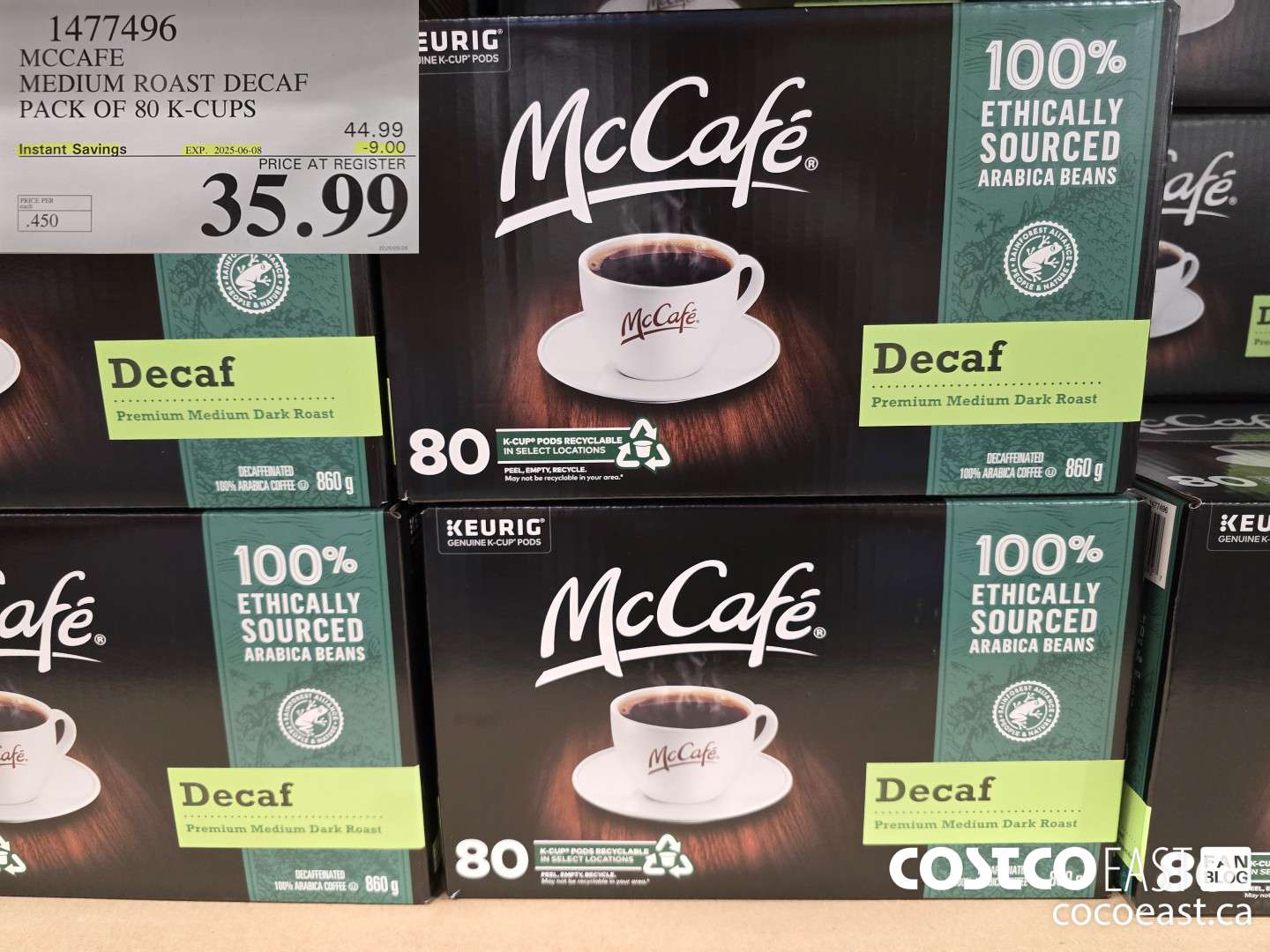 1477496 MCCAFE MEDIUM ROAST DECAF PACK OF 80 K-CUPS  ($9.00 INSTANT SAVINGS EXPIRES ON 2025-06-08) $35.99