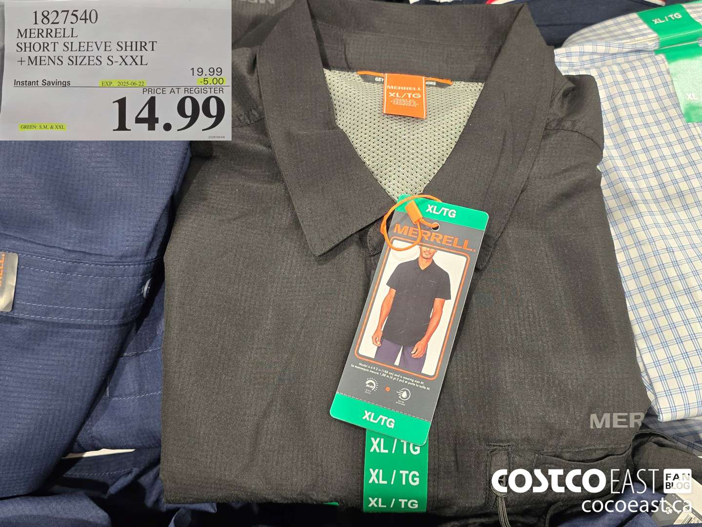 1827540 MERRELL SHORT SLEEVE SHIRT + MENS SIZES S-XXL ($5.00 INSTANT SAVINGS EXPIRES ON 2025-06-22) $14.99