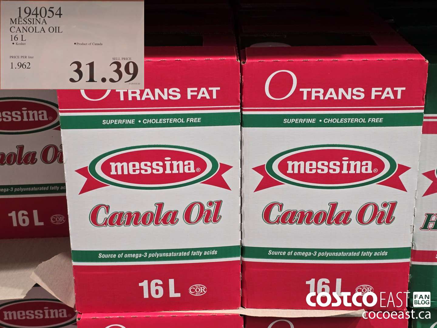 194054 MESSINA CANOLA OIL 16 L $31.39