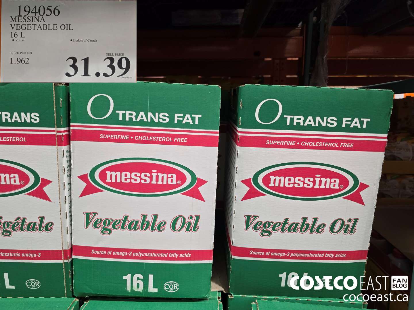 194056 MESSINA VEGETABLE OIL 16 L $31.39