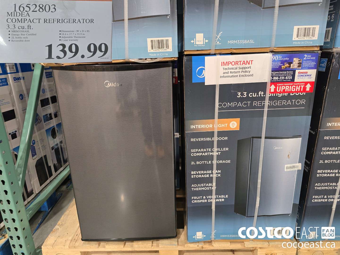 1652803 MIDEA COMPACT REFRIGERATOR 3.3 cu.ft. $139.99