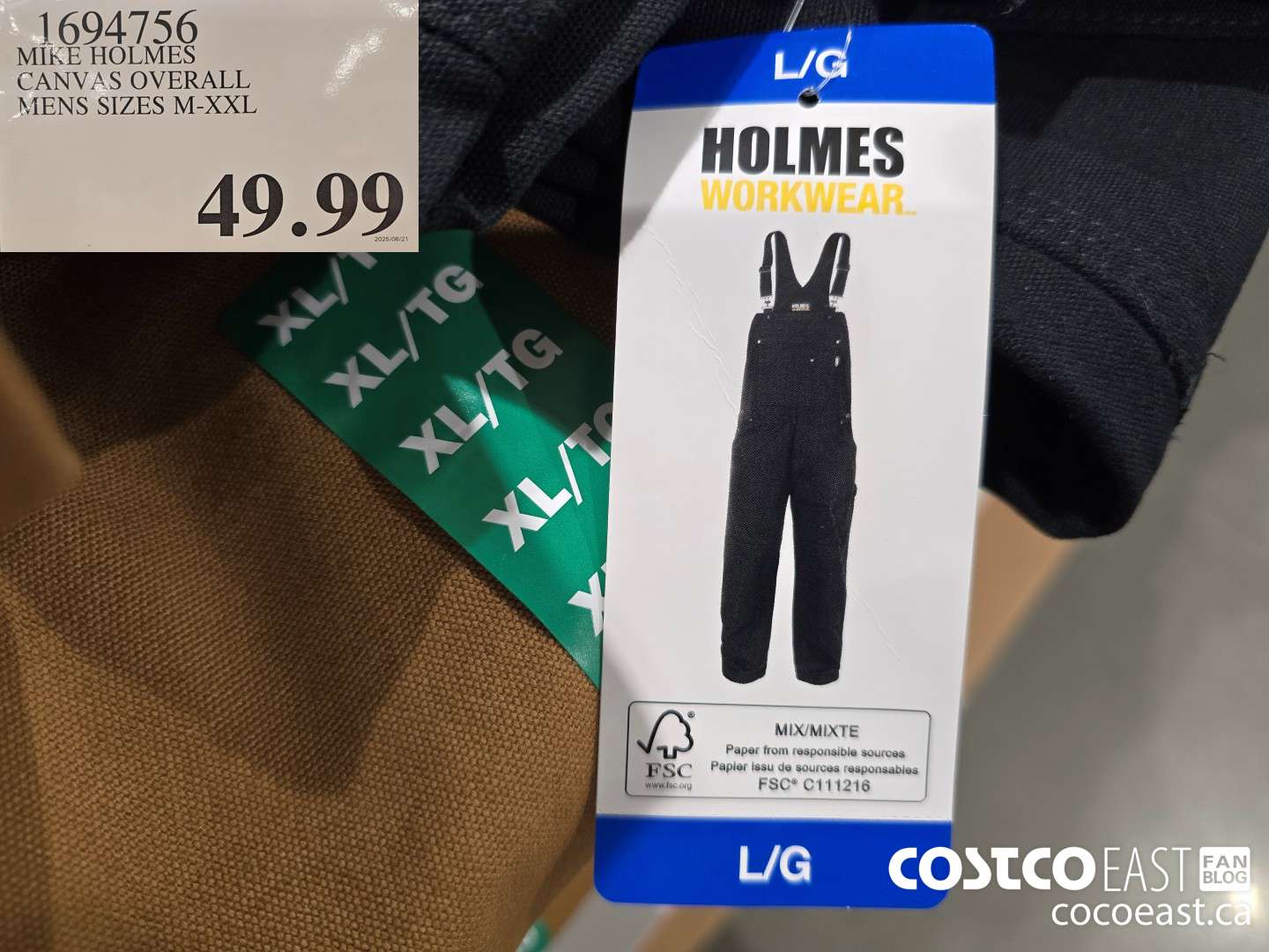1694756 MIKE HOLMES CANVAS OVERALL MENS SIZES M-XXL $49.99