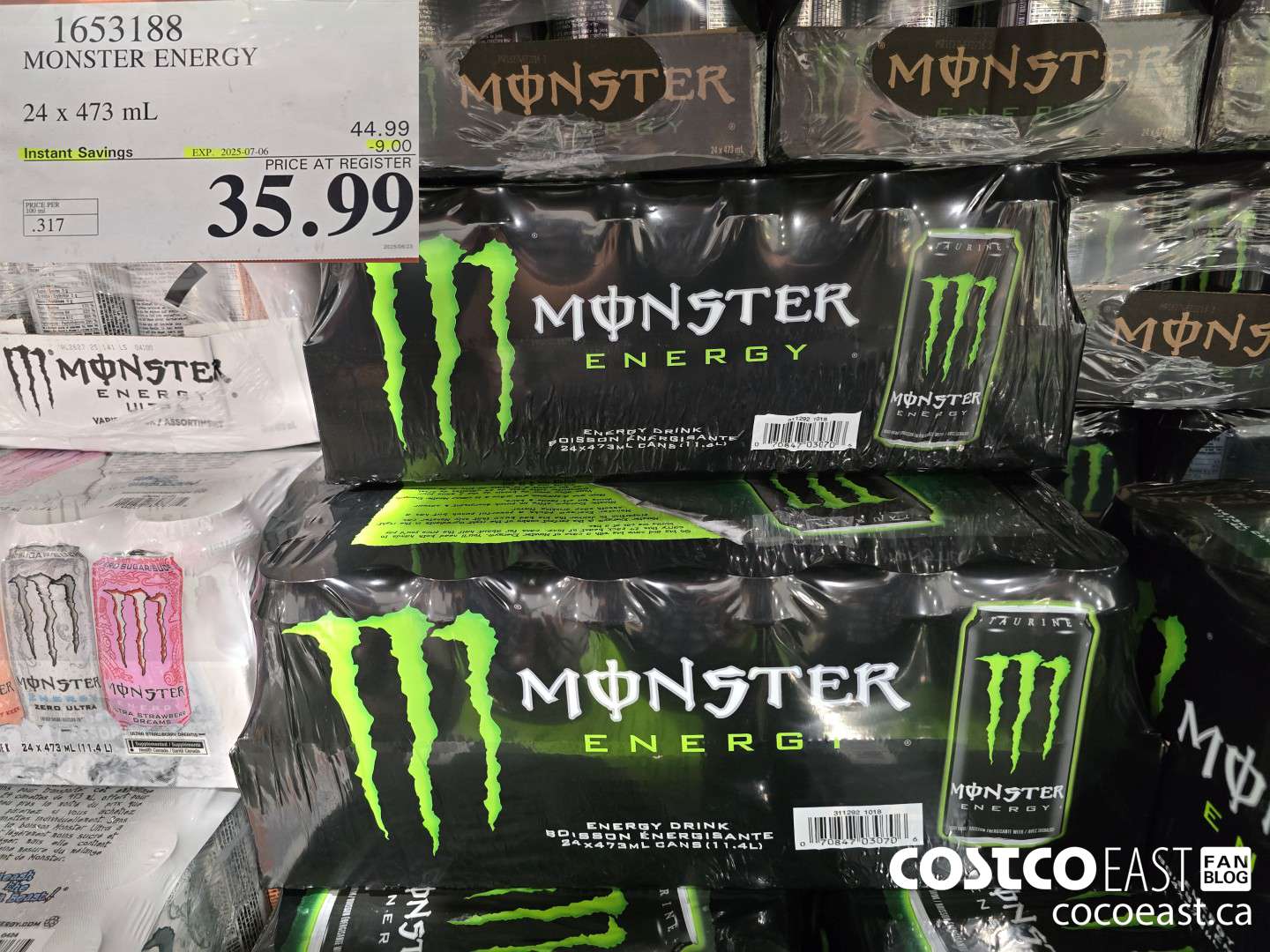1653188 MONSTER ENERGY 24 x 473 mL ($9.00 INSTANT SAVINGS EXPIRES ON 2025-07-06) $35.99