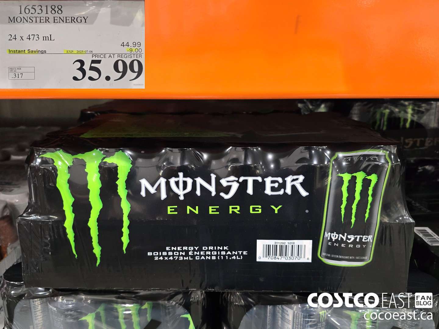1653188 MONSTER ENERGY 24 x 473 mL ($9.00 INSTANT SAVINGS EXPIRES ON 2025-07-06) $35.99