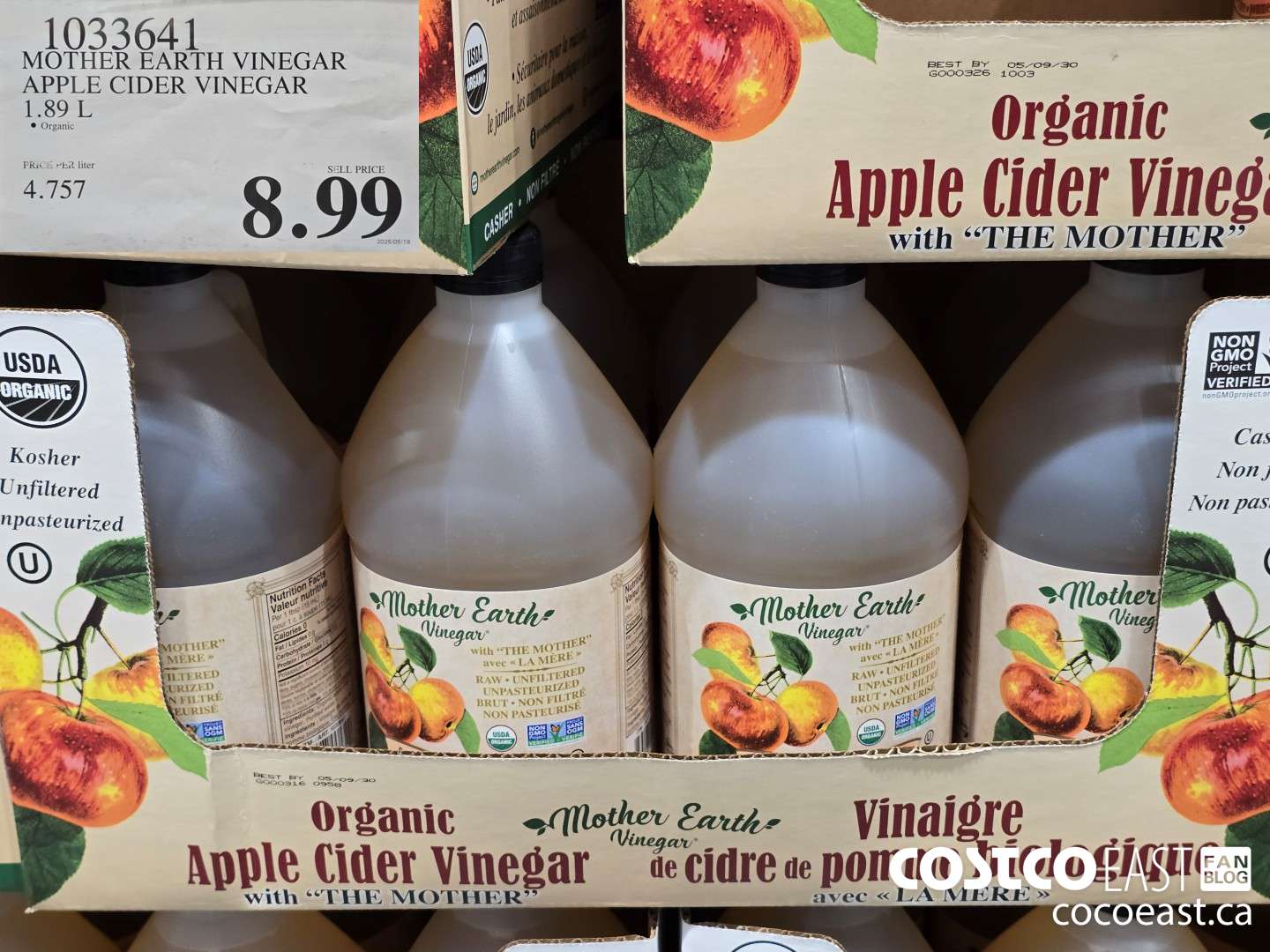 1033641 MOTHER EARTH VINEGAR APPLE CIDER VINEGAR 1.89 L $8.99