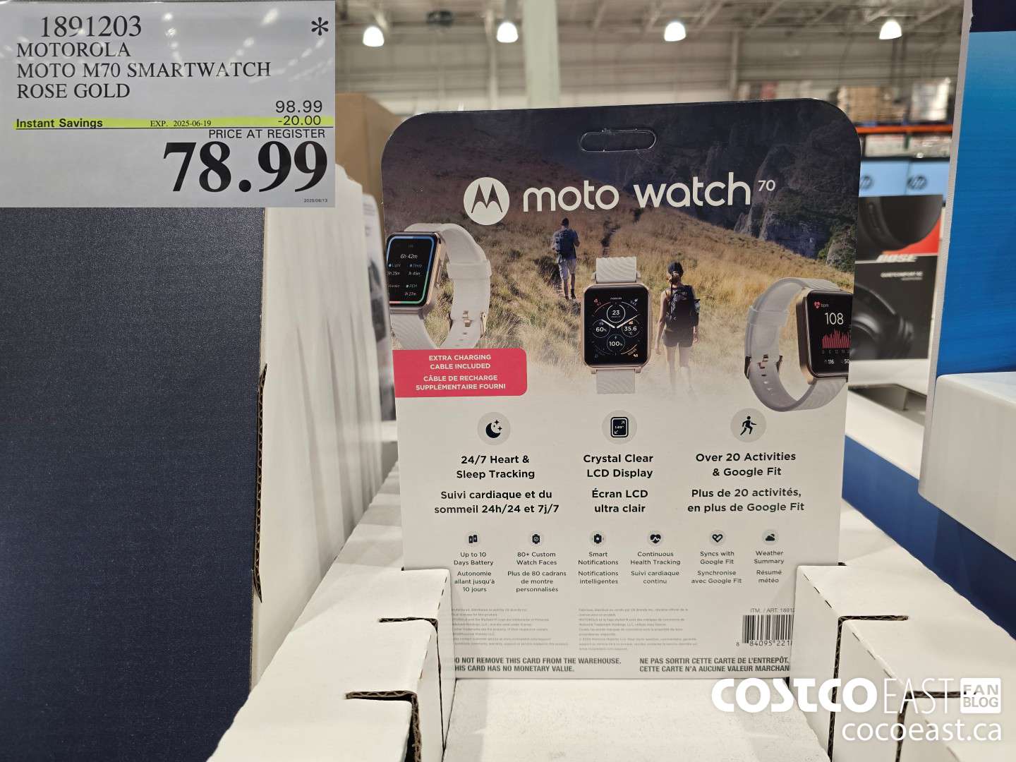 1891203 MOTOROLA MOTO M70 SMARTWATCH ROSE GOLD ($20.00 INSTANT SAVINGS EXPIRES ON 2025-06-19) $78.99