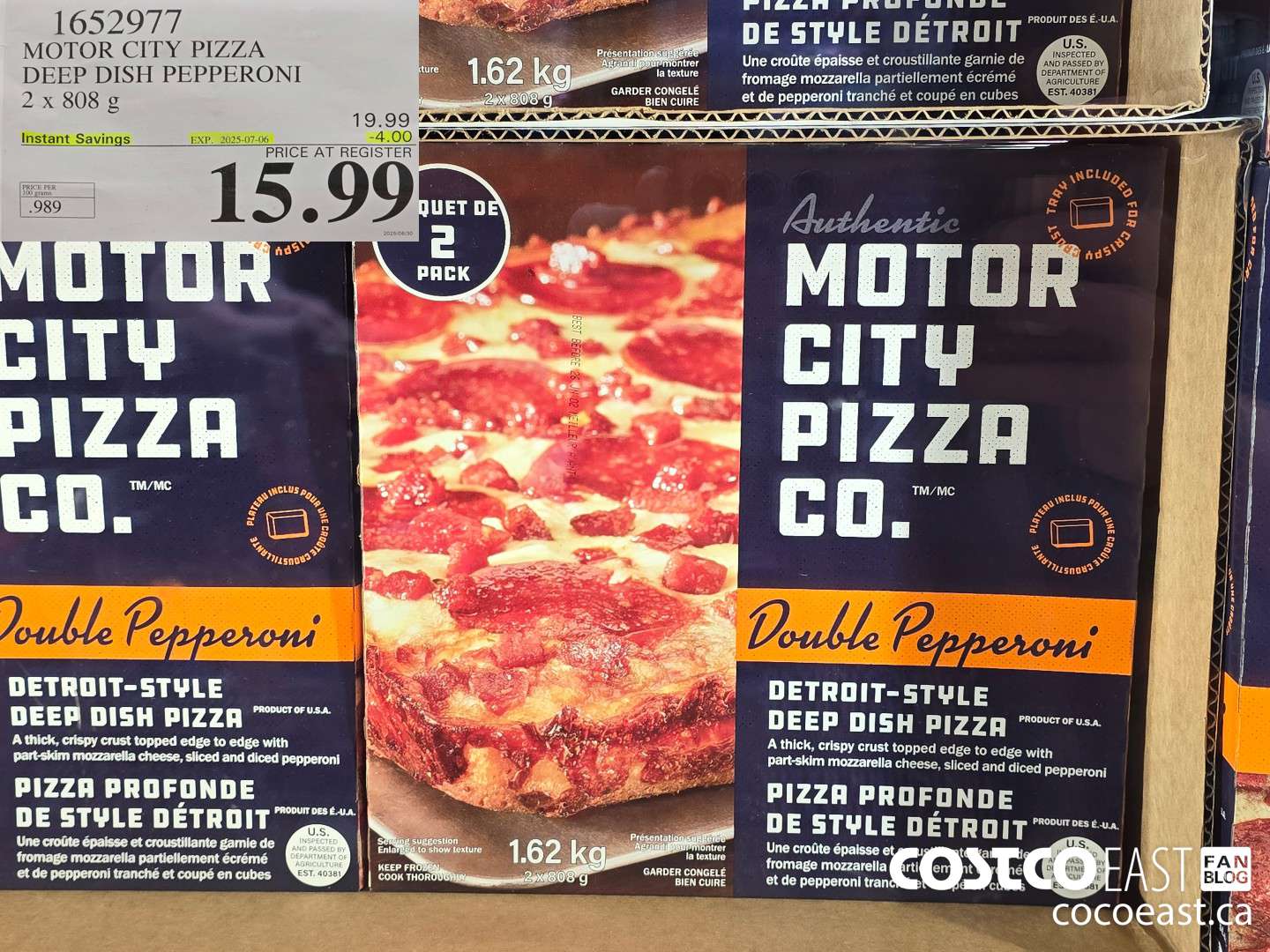 1652977 MOTOR CITY PIZZA DEEP DISH PEPPERONI 2 X 808G ($4.00 INSTANT SAVINGS EXPIRES ON 2025-07-06) $15.99