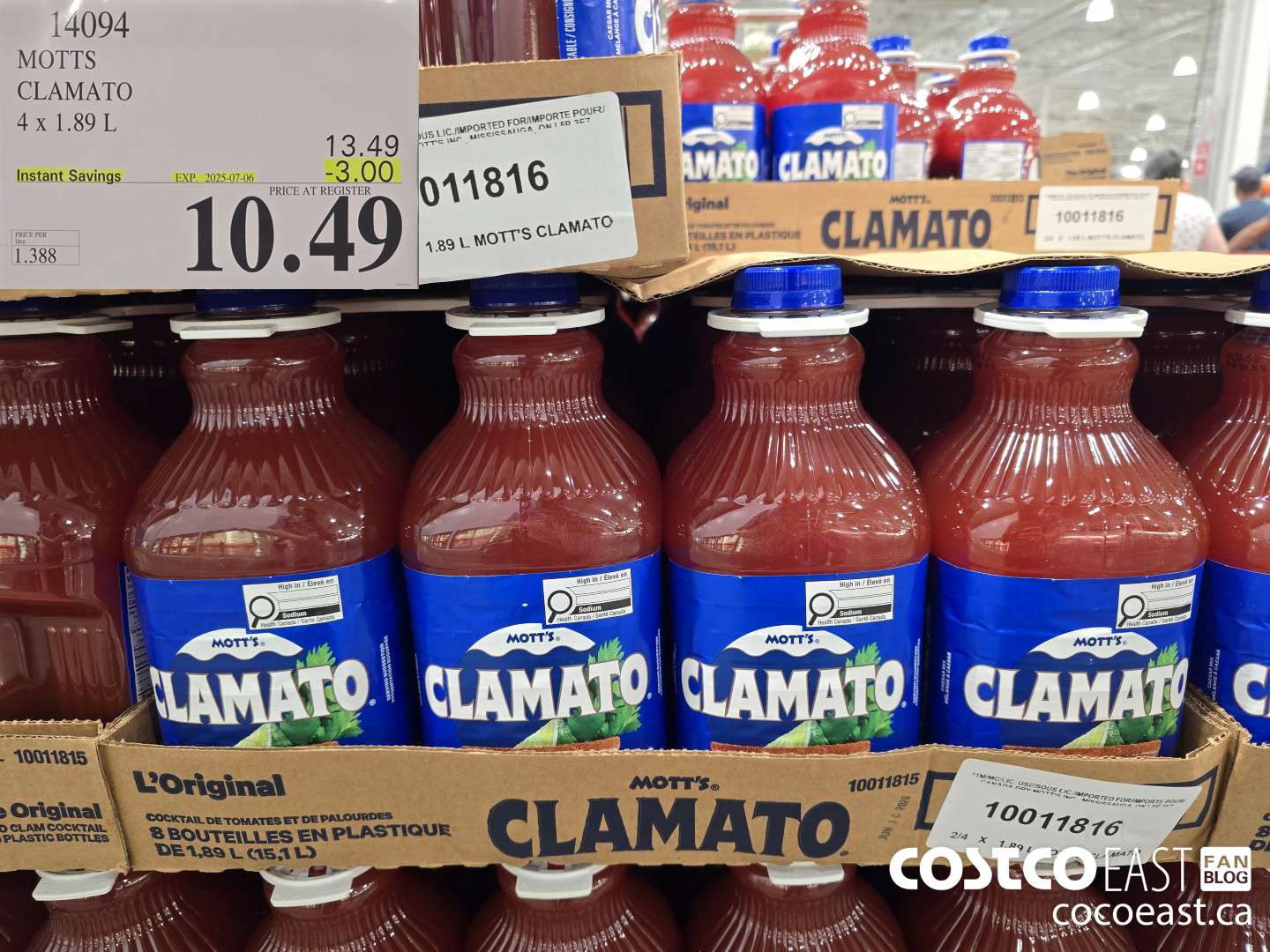 14094 MOTTS CLAMATO 4 x 1.89L ($3.00 INSTANT SAVINGS EXPIRES ON 2025-07-06) $10.49
