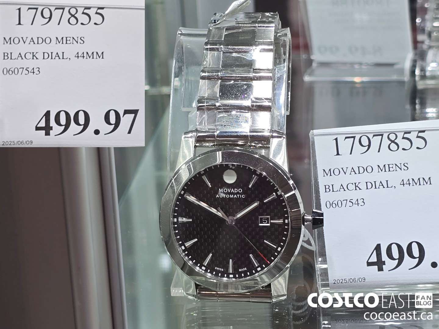 1797855 MOVADO MENS BLACK DIAL 44MM $499.97