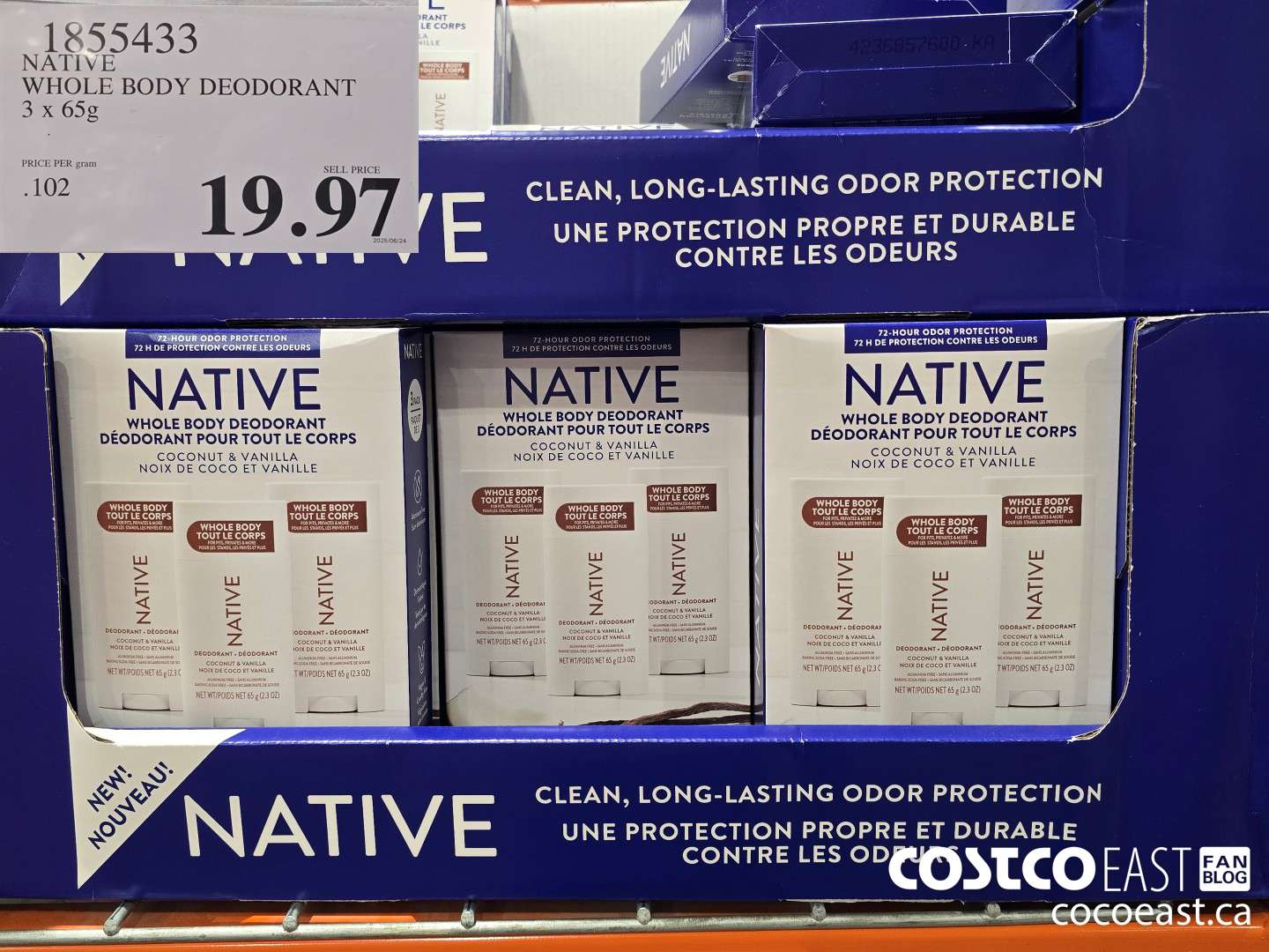 1855433 NATIVE WHOLE BODY DEODORANT 3 X 65 G $19.97