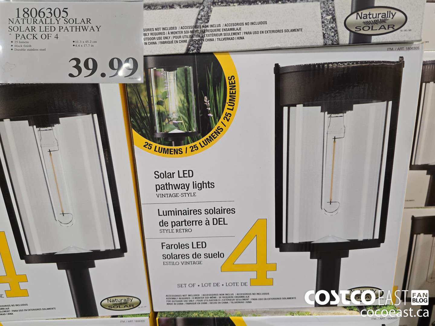 1806305 NATURALLY SOLAR SOLAR LED PATHWAY PACK OF 4 $39.99