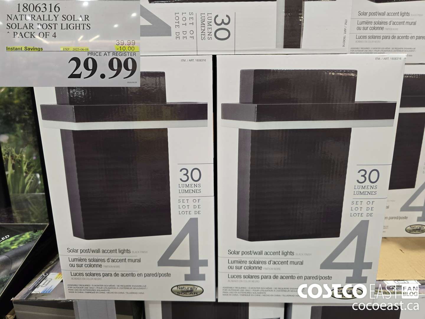 1806316 NATURALLY SOLAR SOLAR POST LIGHTS ~ PACK OF 4 ($10.00 INSTANT SAVINGS EXPIRES ON 2025-06-08) $29.99