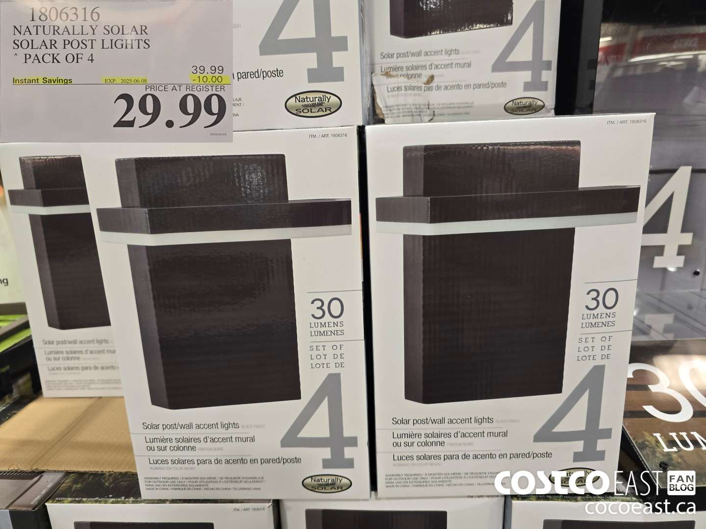 1806316 NATURALLY SOLAR SOLAR POST LIGHTS ~ PACK OF 4 ($10.00 INSTANT SAVINGS EXPIRES ON 2025-06-08) $29.99