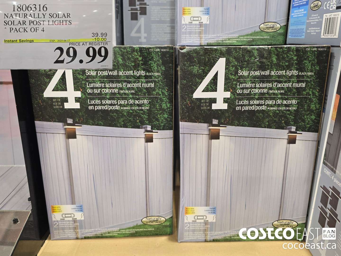 1806316 NATURALLY SOLAR SOLAR POST LIGHTS ~ PACK OF 4 ($10.00 INSTANT SAVINGS EXPIRES ON 2025-06-17) $29.99