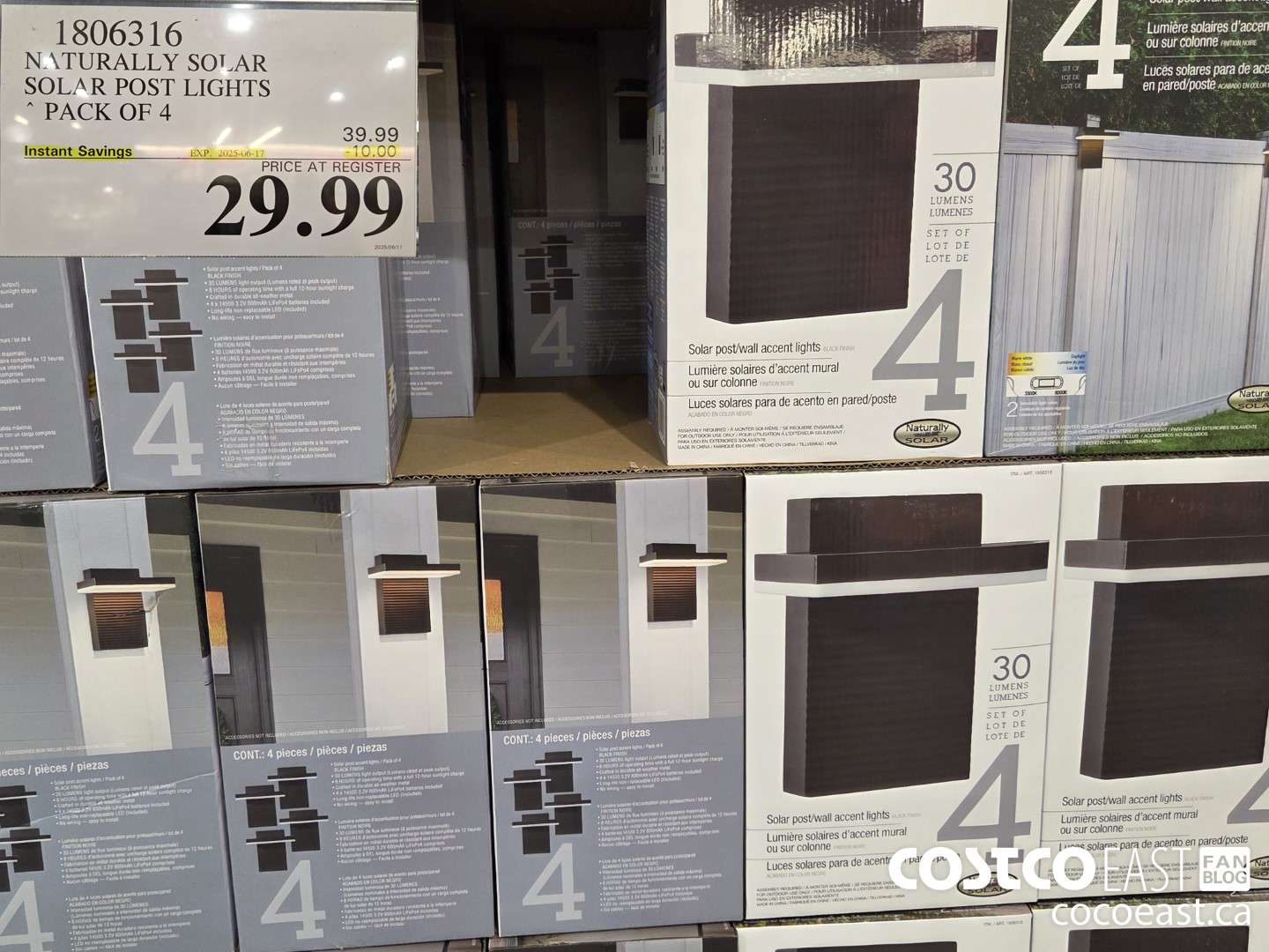 1806316 NATURALLY SOLAR SOLAR POST LIGHTS ~ PACK OF 4 ($10.00 INSTANT SAVINGS EXPIRES ON 2025-06-17) $29.99