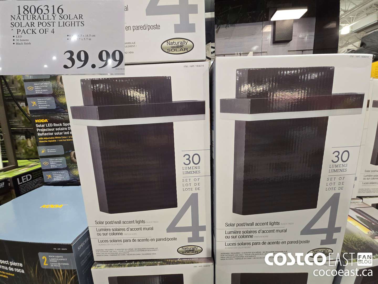 1806316 NATURALLY SOLAR SOLAR POST LIGHTS ~ PACK OF 4 $39.99