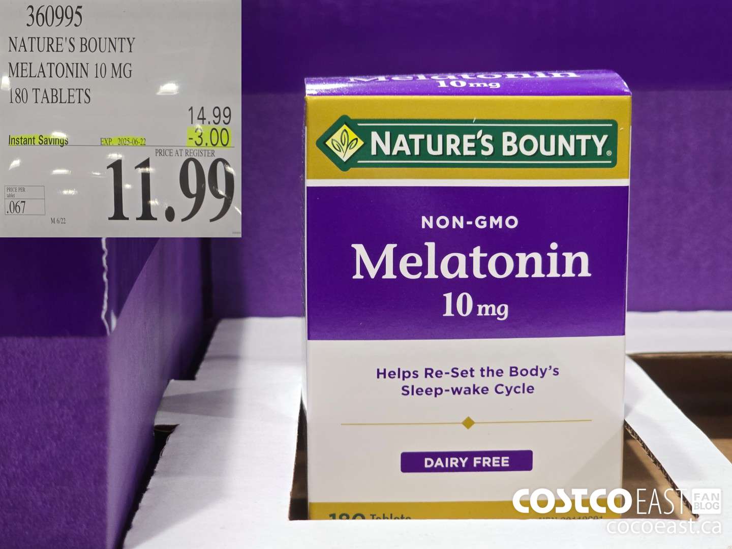 360995 NATURE'S BOUNTY MELATONIN 10 MG 180 TABLETS ($3.00 INSTANT SAVINGS EXPIRES ON 2025-06-22) $11.99