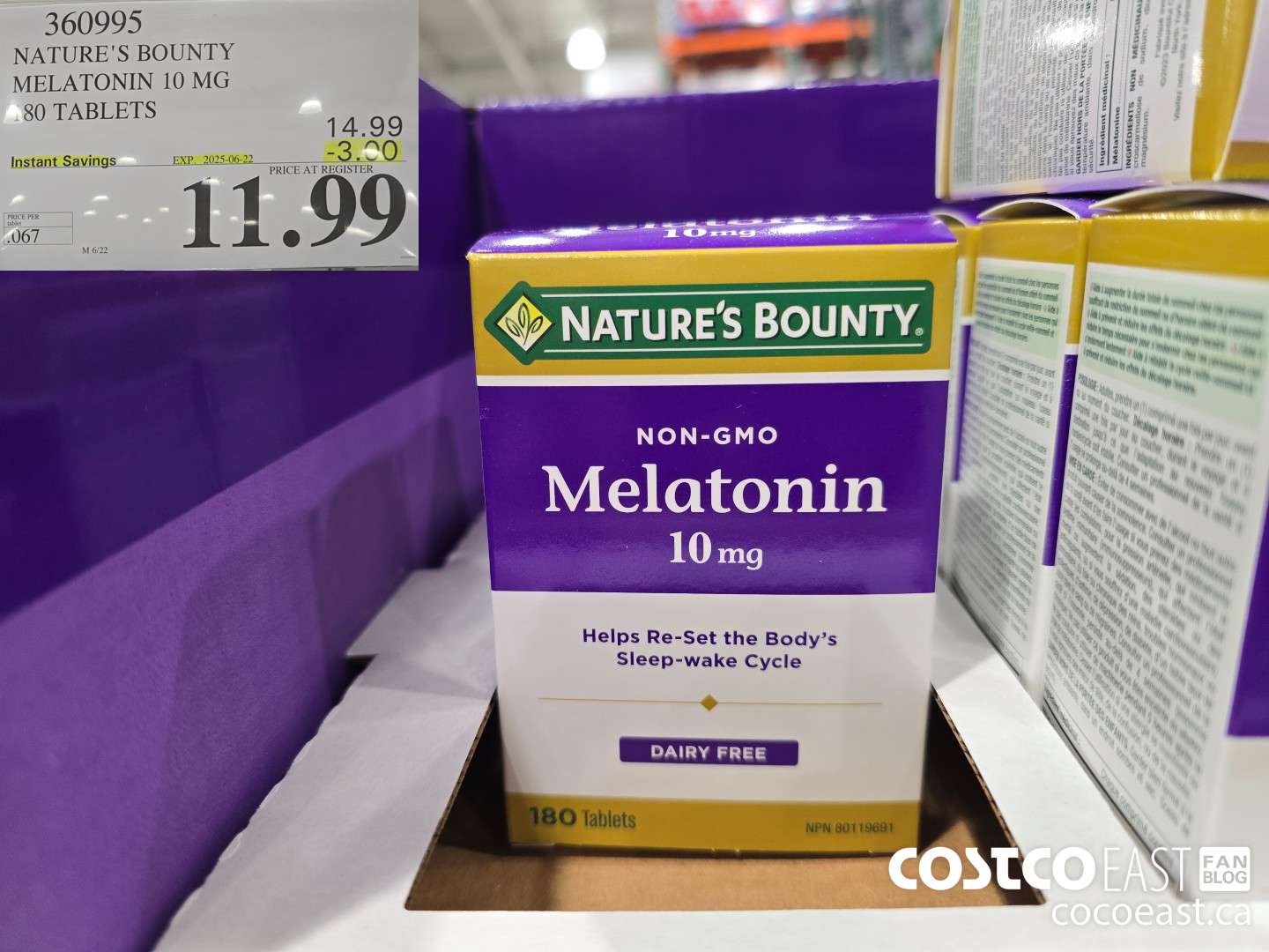 360995 NATURE'S BOUNTY MELATONIN 10 MG 180 TABLETS ($3.00 INSTANT SAVINGS EXPIRES ON 2025-06-22) $11.99